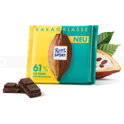 Ritter Sport Dark Chocolate 61% Cocoa 100g x 12 Bars