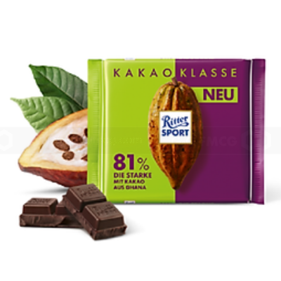 Ritter Sport Dark Chocolate 81% Cocoa 100g x 12 Bars