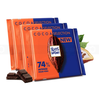 Ritter Sport Fine Dark Chocolate 74% Cocoa 100g x 12 Bars