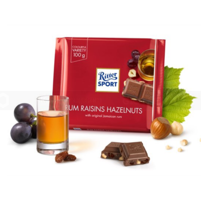Ritter Sport Rum Raisins Hazelnuts 100g x 12 Bars