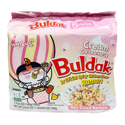 Samyang Buldak Cream Carbonara Hot Chicken Flavor Ramen (Halal)  140g x  5 Pcs x 8 Packs