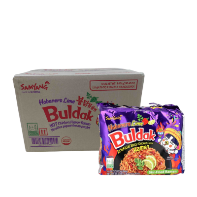 Samyang  Buldak Habanero Lime Hot Chicken Flavor Ramen (Halal)  135g x  5 Pcs x 8 Packs