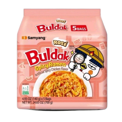 Samyang Buldak Rose Hot Chicken Flavor Ramen (Halal) 140g x  5 Pcs x 8 Packs