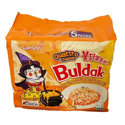 Samyang Buldak  Spicy Chicken With Cheese Quattro (Halal)  145g x  5 Pcs x 8 Packs