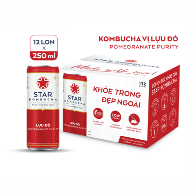 Star Kombucha Pomegranate 250ml x 12 Bottles