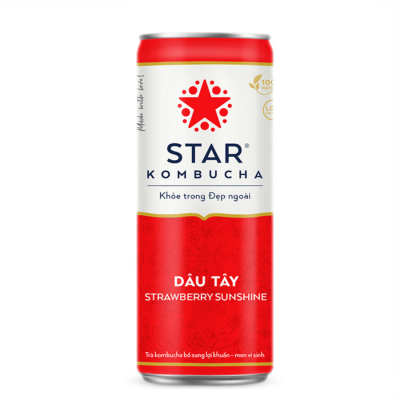 Star Kombucha Strawberry Sunshine 250ml x 12 Bottles