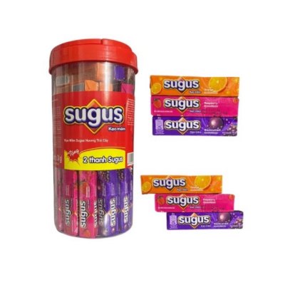 Sugus Mixed Fruit Flavored Chews (Orange, Blackcurrant, Raspberry) 30g x 48 Bars x 12 Cups 