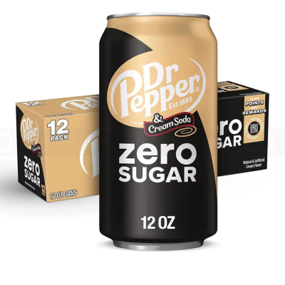 Wholesale Dr Pepper Cream Soda Zero Sugar 12oz x 24 cans