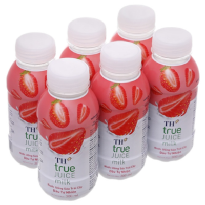 TH True Juice Milk Natural Strawberry 300ml x 24 Bottles
