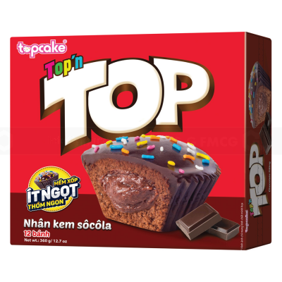 Topcake Top'n Cream Filling Socola Cake Soft 360g x 8 Boxes