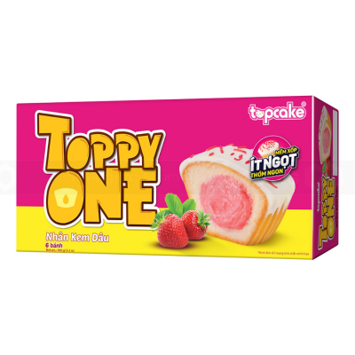 Topcake Toppy One Cream Strawberry Filling White Chocolate Cake Soft 180g x 16 Boxes