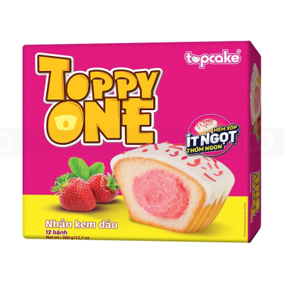 Topcake Toppy One Cream Strawberry Filling White Chocolate Cake Soft 360g x 8 Boxes