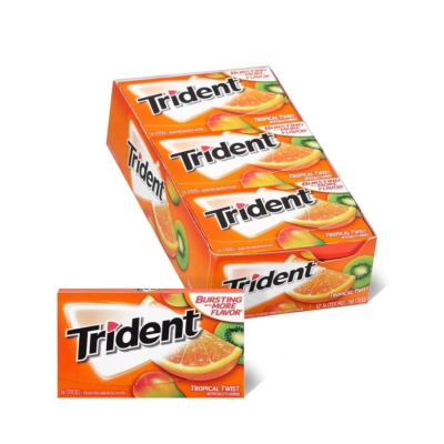 Trident Sugar Free Tropical Fruit 21.6g x 12 Boxes x 6 Blocks