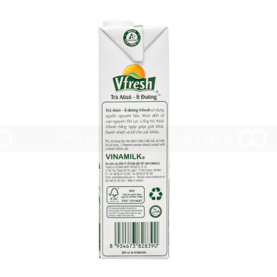 VFresh Green Tea Artichoke Less Sugar 1L x 12 Boxes