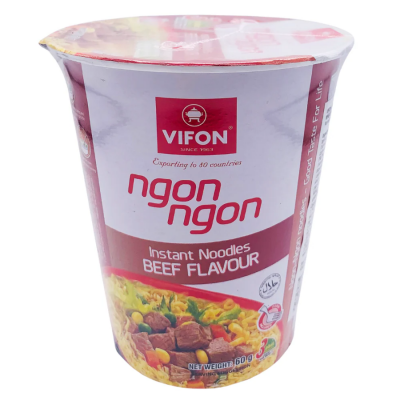 Vifon Ngon Ngon Instant Noodles Beef Flavour (for export)  60g x 24 Cups
