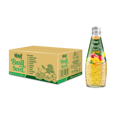 Wholesale Vinut Basil Seed Drink With Mango Juice 290ml x 24 Bottles