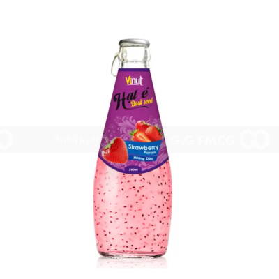 Vinut Basil Seed Drink With Strawberry Juice 290ml x 24 Bottles
