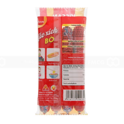 Vissan Sterilized Beef Sausage 70g x 4 pcs x 25 Bags