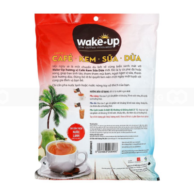 Vinacafe Wake Up 3in1 Coconut Milk Cream Coffee 19g x 24 Sachets x 20 Bag