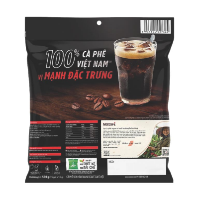 Nescafe Cafe Viet Instant Black Coffee 560g (16g x 35 stick) x 12 Bags