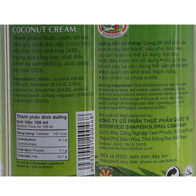 Wonderfarm Coconut Cream Can 160ml x 30 Cans