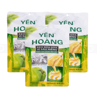 Yen Hoang Crispy Coconut Durian Candy 100g x 50 Bags