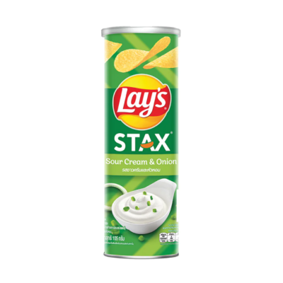 Lay's Stax Sour Cream Onion Potato Chips - Halal 150g x 18 Cans
