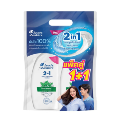 H&S 2in1 Anti Dandruff Cool Menthol Shampoo+Conditioner 370ml Pack 1+1