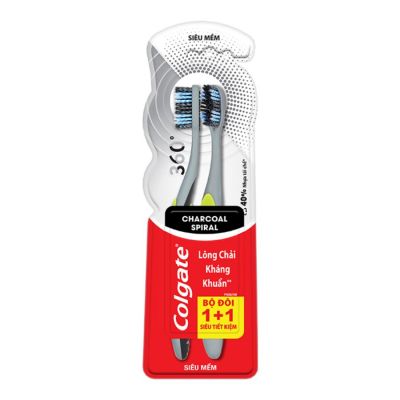 Colgate 360 Charcoal Spiral Set 2 Pcs x 12 Packs