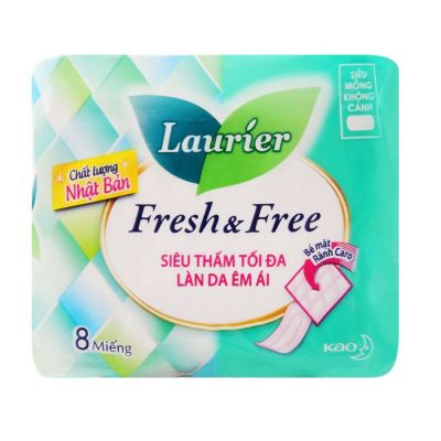 Lauríer Fresh & Free Sanitary Pads Ultra Thin Wingless 8 Piece x 60 Packs