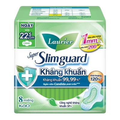 Lauríer Super Slimguard Day Sanitary Antimicrobial Pads 22cm x 8 Piece x 24 Packs