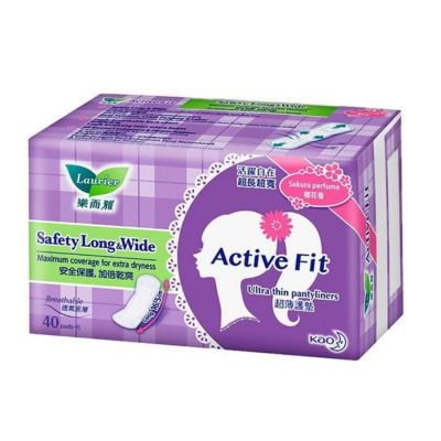 Lauríer Active Fit Sanitary Safety Long & Wide Sakura Perfume 40 Piece x 12 Packs