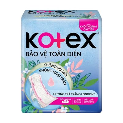 Kotex Full Protection 23cm Ultra Thin Wings (8 Pieces x 2 Packs + 1 Packet Super Night 35cm) x 24 Packs