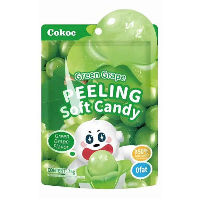 Cokoc Green Grape Flavored Peeled Gummy Candy 75g x 50 Bags