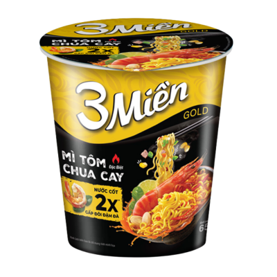 3 Mien Gold Instand Noodle Special Spicy Hot and Sour Shrimp 65g x 24 Cups