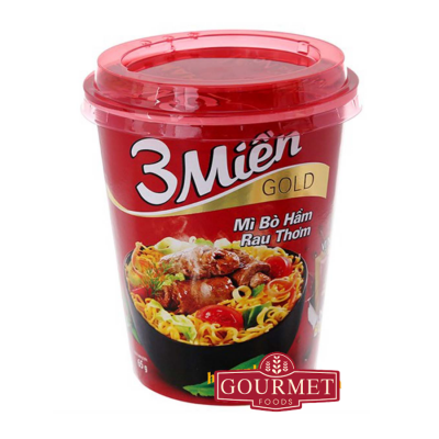 3 Mien Gold Instand Noodle Stewed Beef and Herb 65g x 24 Cups