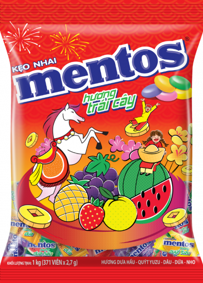 Mentos Mixed Fruit Chewables 1kg x 10 Bags