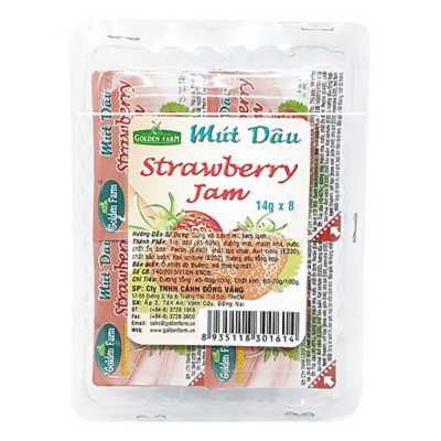 Golden Farm Strawberry Jam 14G X 8 Sachet X 8 Block