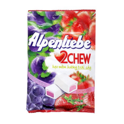 Alpenliebe 2 Chew Grapes & Strawberry 220.5g x 24 Bags