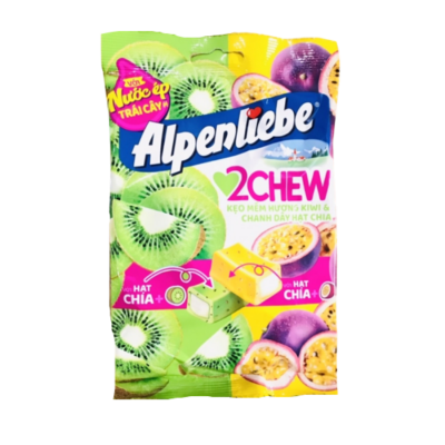 Alpenliebe 2 Chew Kiwi Passion Fruit Chia Seeds 84g x 45 Bags