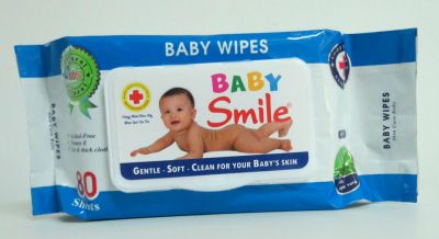 Baby Smile Soft Wet Wipes 80 Sheets bag (Blue)