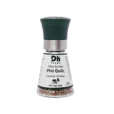Phu Quoc DH Foods Whole White Peppercorn - Ceramic ginder 45g x 24 bottles