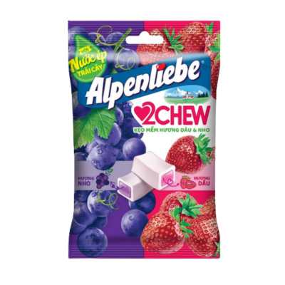 Alpenliebe 2 Chew Grapes & Strawberry 84g x 45 Bags