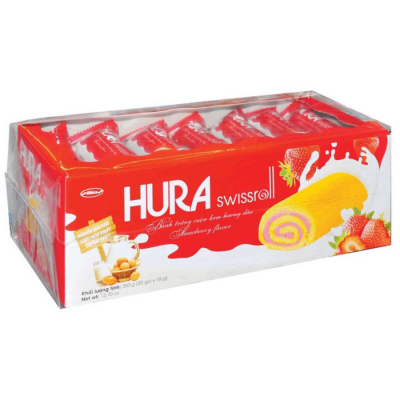 Hura Demi Strawberry Flavor Swissroll 360g x 12 Boxes