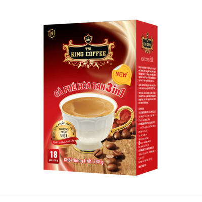 King Coffee 3 in 1 Instant Coffee 16g x 18 Sticks x 24 Boxes