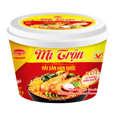 Miliket Mixed Instant Bowl Noodle Korean Seafood 105g x 12 Cups (Halal)