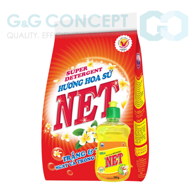 Net Frangipani Detergent Powder 2.4kg x 4 Bags + Free Dishwashing Liquid Lemon 250g