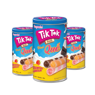 Tik Tok Cheese, Strawberry, Chocolate Mix Wafer Roll 300g x 12 Boxes