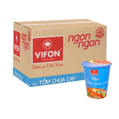 Vifon Ngon Ngon Hot Sour Shrimp 60g x 24 Cups (Halal)