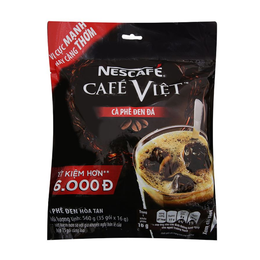 Nescafe Cafe Viet Instant Black Coffee 560g (16g x 35 stick) x 12 Bags
